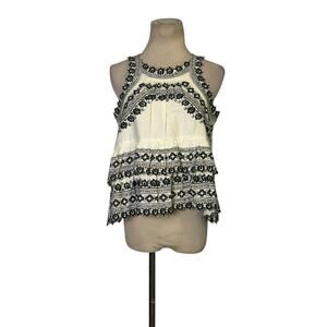 Sea New York cream black Amina embroidered tank size XS